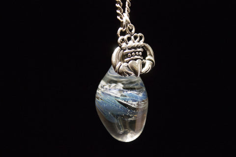 Fused ball glass piece on a Sterling silver chain. Irish and Celtic Cremation Memorial Jewelry