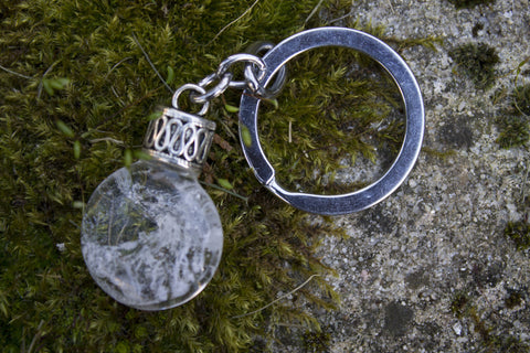 Fused keyring on a silver keychain