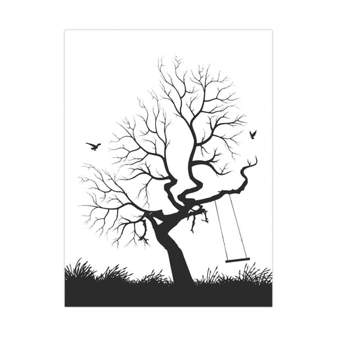 Alternative Guest Book - Fingerprints - Old Tree with Swing